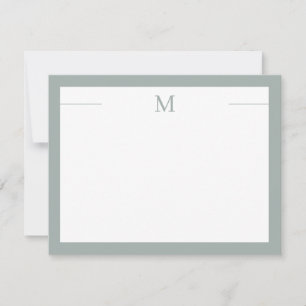De Correspondance Carte Monogramme moderne image Sage blanc plat