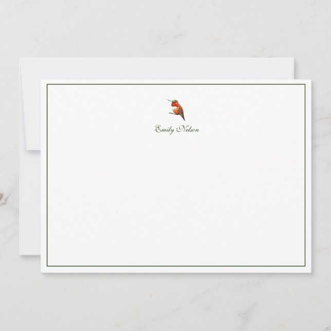 De Correspondance Carte personnalisée Allen's Hummingbird Note Card (Devant)