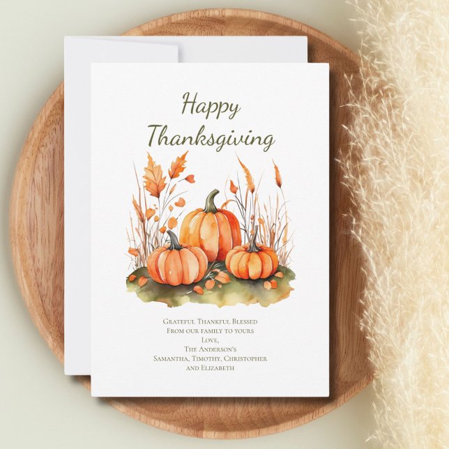 De Correspondance Carte personnalisée Automne Thanksgiving Day Card (Thanksgiving cards with pumpkins and botanicals Happy Thanksgiving)