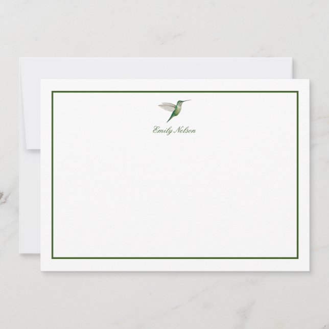 De Correspondance Carte personnalisée Green Humminbird Note (Devant)