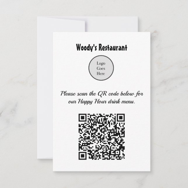 De Correspondance Carte personnalisée QR Code Restaurant Happy Hour  (Devant)