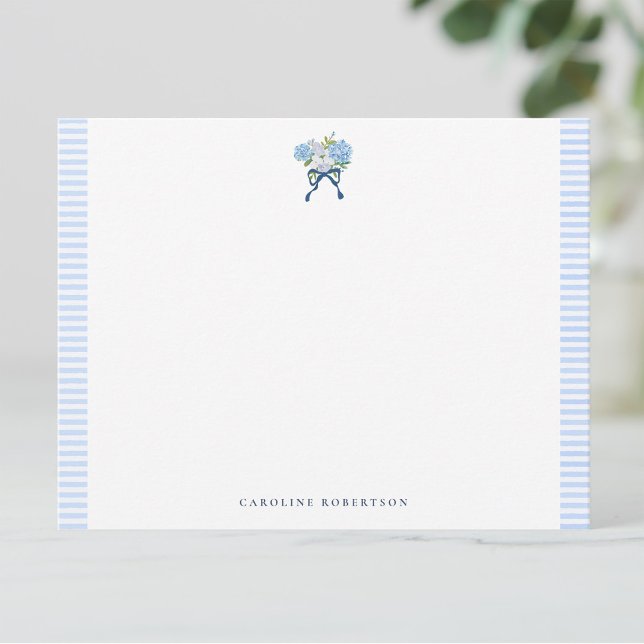 De Correspondance Carte plate élégante aquarelle bleue avec hydrange (Créateur téléchargé)