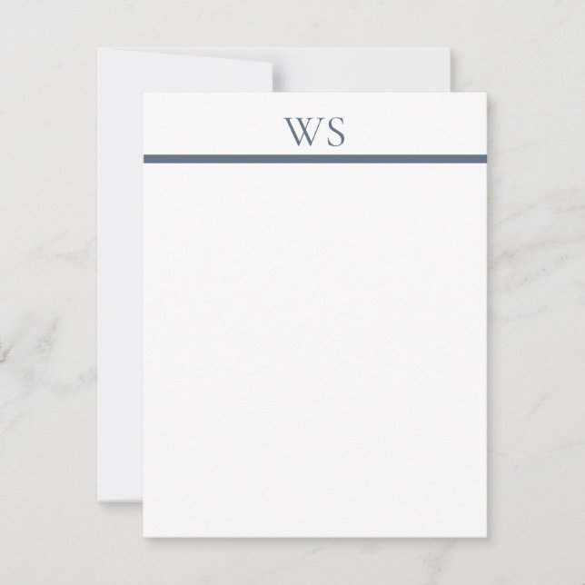 De Correspondance Carte plate Navy Blue Bar Monogramme (Devant)