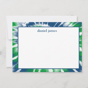 De Correspondance Carte plate personnalisée tie dye bleue et verte