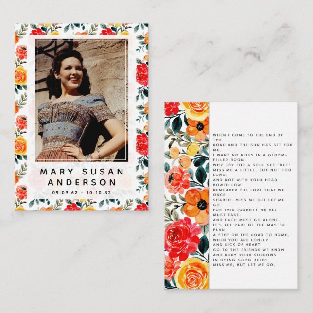 De Correspondance Carte Poem En Mémoire Amoureuse Florale Photo (Devant / Derrière)