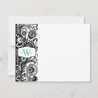 De Correspondance Carte pour notes latéral floral monogramme personn
