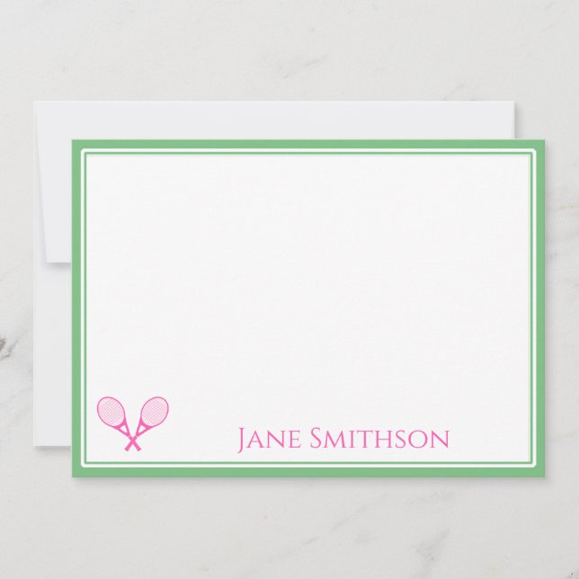 De Correspondance Carte Preppy Pink et Green Tennis Note (Devant)