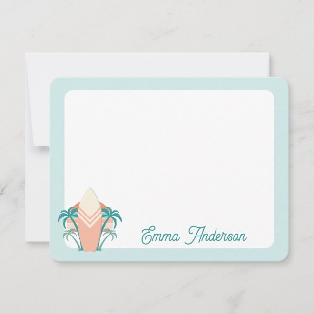 De Correspondance Carte Retro Beach Surfboard Palm Tree Tropical Not (Devant)