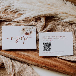De Correspondance Carte RSVP Boho Floral Wedal avec code QR