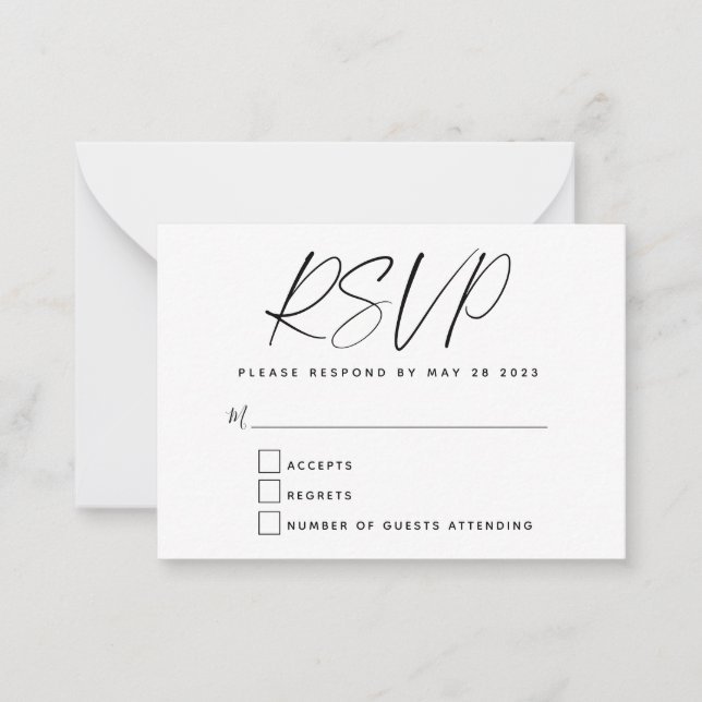 De Correspondance Carte RSVP Budget Simple Minimale Noir Blanc Scrip (Devant)