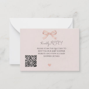 De Correspondance Carte RSVP Coquette à Ruban Rose QR Code
