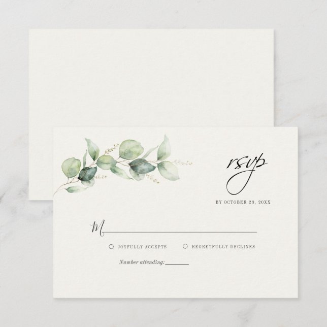 De Correspondance Carte RSVP Eucalyptus Greenery Wedding (Devant / Derrière)
