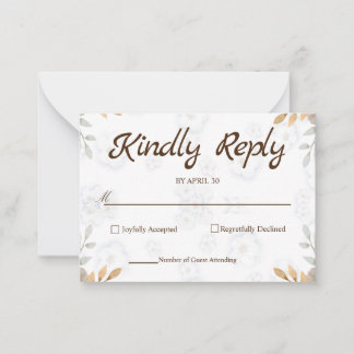 De Correspondance Carte RSVP florale blanche élégante RSVP simple