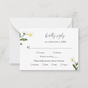 De Correspondance Carte RSVP Mini Mariage Floral Rustique Blancs