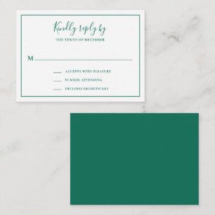 De Correspondance Carte RSVP mini mariage vert émeraude traditionnel