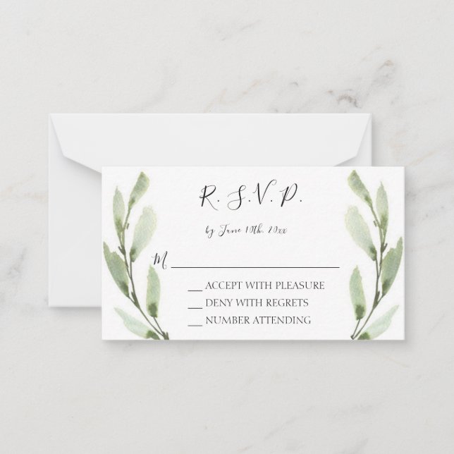 De Correspondance Carte RSVP moderne Eucalyptus Budget (Devant)