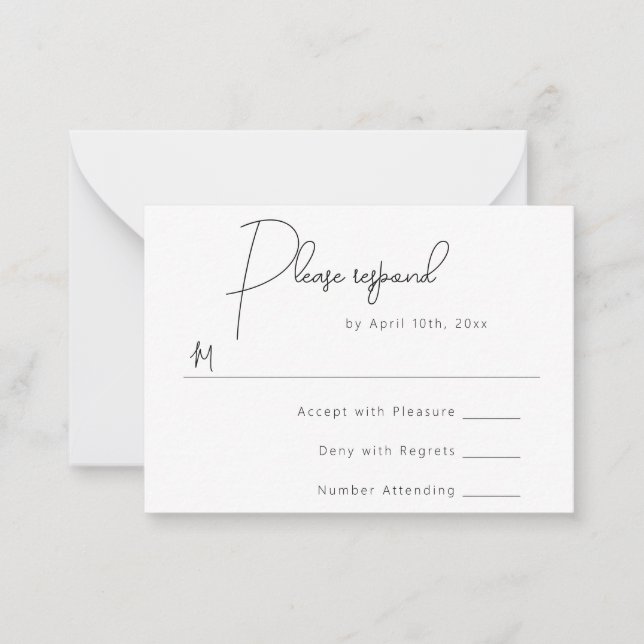 De Correspondance Carte RSVP Réponse simple du Mariage budgétaire (Devant)