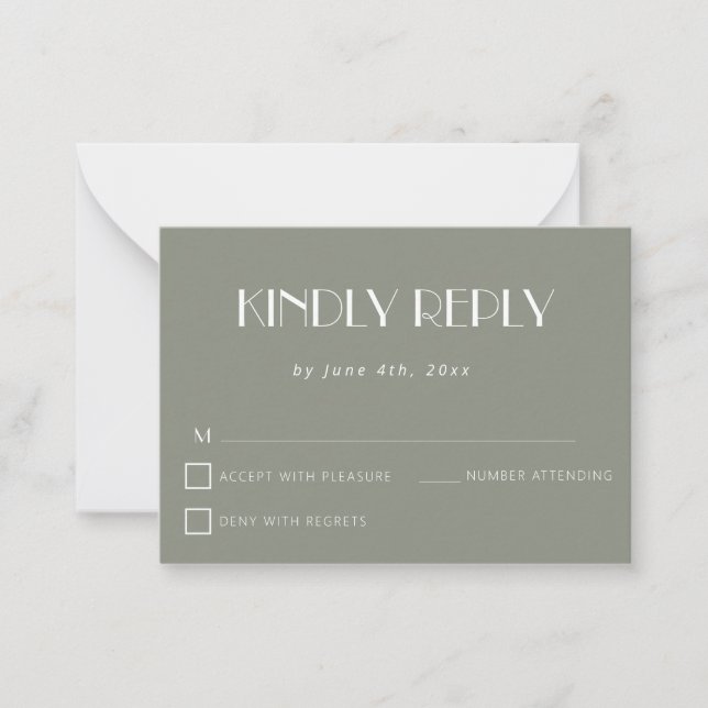 De Correspondance Carte RSVP Sage Green Simple Budget Wedding (Devant)