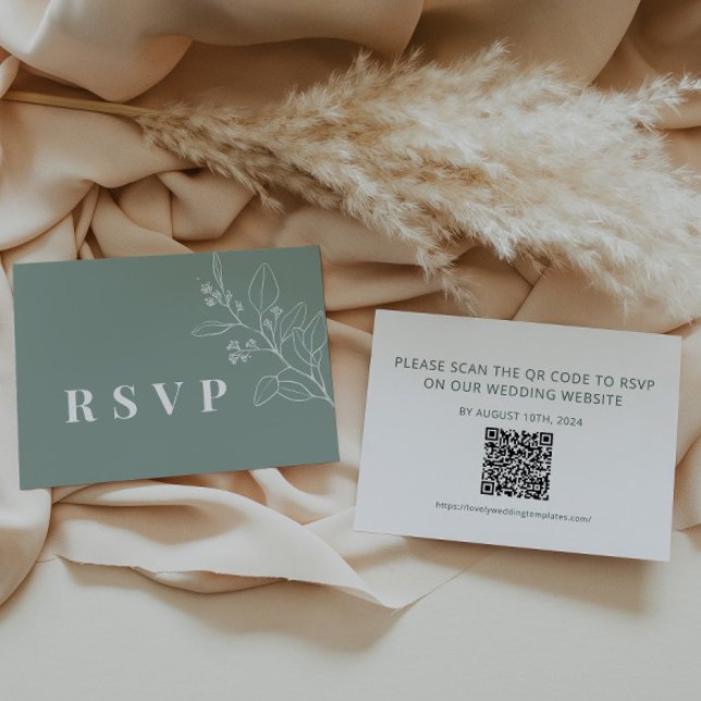 De Correspondance Carte RSVP Sage Wedding avec code QR (Créateur téléchargé)