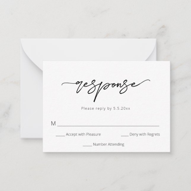 De Correspondance Carte RSVP simple Budget Moderne Mariage (Devant)
