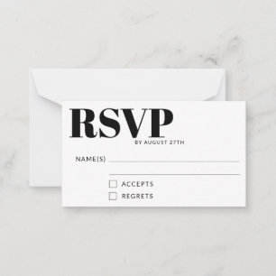 De Correspondance Carte RSVP simple et minimaliste Budget noir et bl