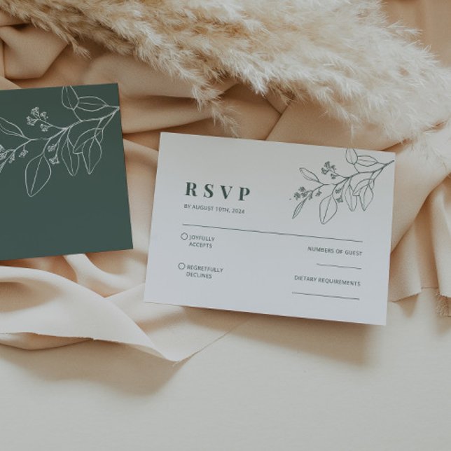 De Correspondance Carte RSVP verte Floral Sage (Créateur téléchargé)