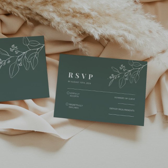 De Correspondance Carte RSVP verte Floral Sage (Créateur téléchargé)