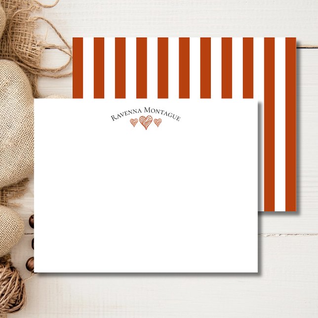 De Correspondance Carte rust élégante à cœurs ondulés rayés (Créateur téléchargé)