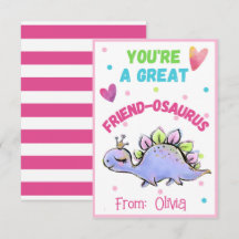 Carte Saint Dinosaur Valentine pour enfant Ami-Osa
