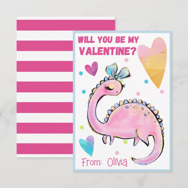 De Correspondance Carte Saint Dinosaur Valentine pour enfants Be Min (Devant / Derrière)
