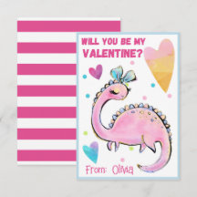 Carte Saint Dinosaur Valentine pour enfants Be Min