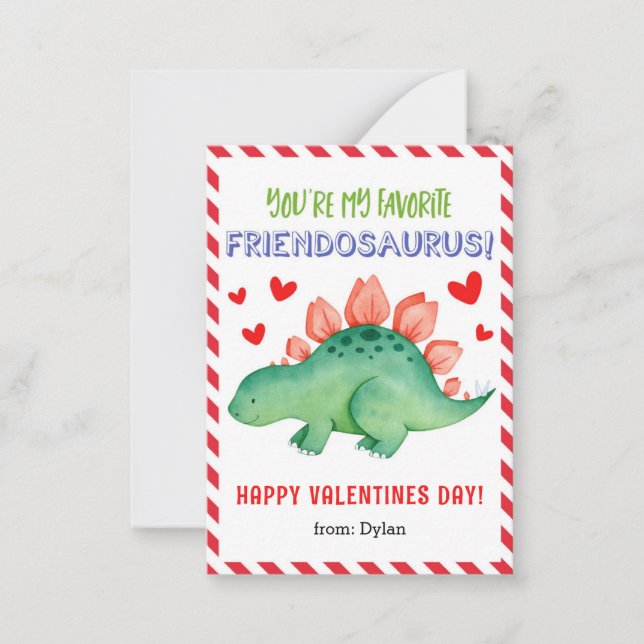 De Correspondance Carte Saint Valentin Dinosaur pour enfants (Devant)