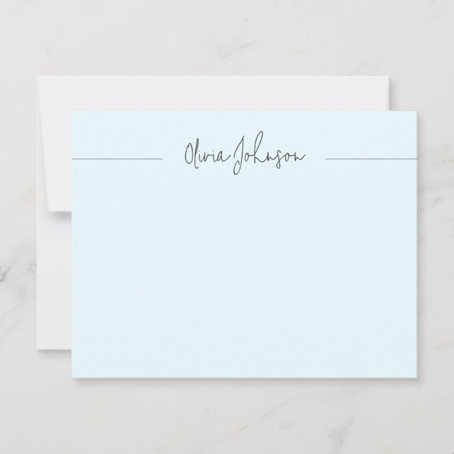 De Correspondance Carte simple à main moderne Lettré bleu plat (Devant)