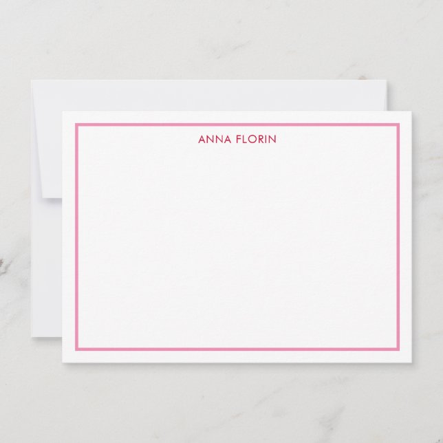 De Correspondance Carte simple Bordure rose (Devant)
