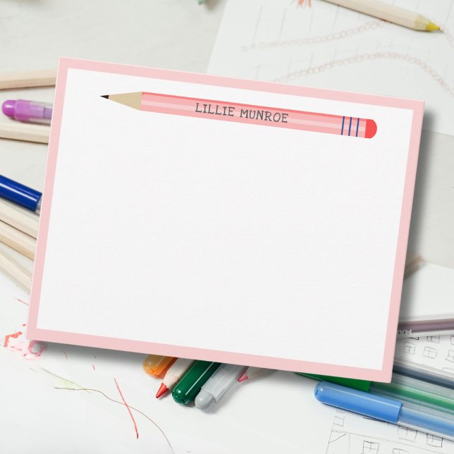 De Correspondance Carte simple crayon rose mignon pour enfants (Créateur téléchargé)