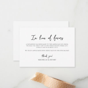 De Correspondance Carte simple élégante en lieu et place des faveurs