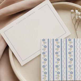 De Correspondance Carte simple et élégante à motif floral bleu