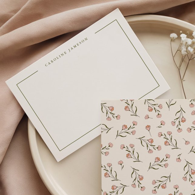 De Correspondance Carte simple florale délicate à plat (Créateur téléchargé)