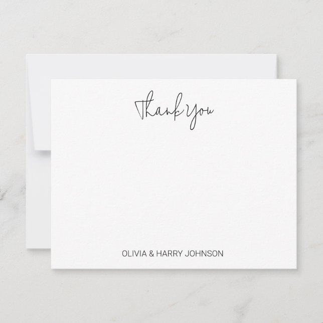 De Correspondance Carte simple Mariage blanc à note plate Merci blan (Devant)