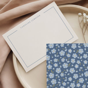 De Correspondance Carte simple moderne bleue à motif floral plat