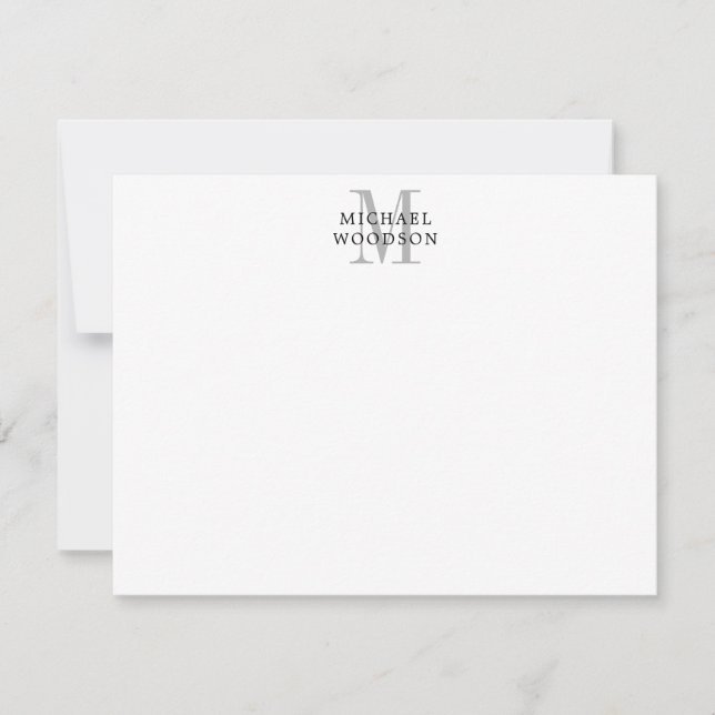 De Correspondance Carte simple monogramme noir gris (Devant)