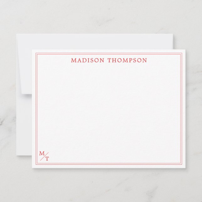 De Correspondance Carte simple simple monogramme rouge classique (Devant)