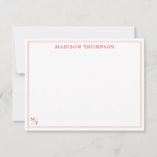 De Correspondance Carte simple simple monogramme rouge classique