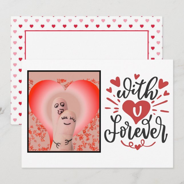 De Correspondance Carte Valentines Couple Doigt "With U Forever" (Devant / Derrière)