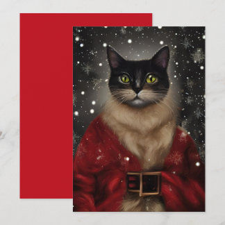 De Correspondance Carte Vintage Christmas Père Noël Cat Flat Note