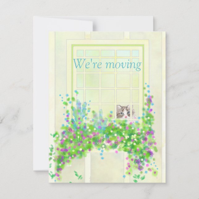 De Correspondance Cat Dans La Fenêtre Nouvelle Adresse Carte Note Pl (Devant)