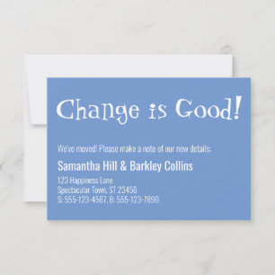De Correspondance "Changer est bon" Bleu Nouvelle carte d'adresse