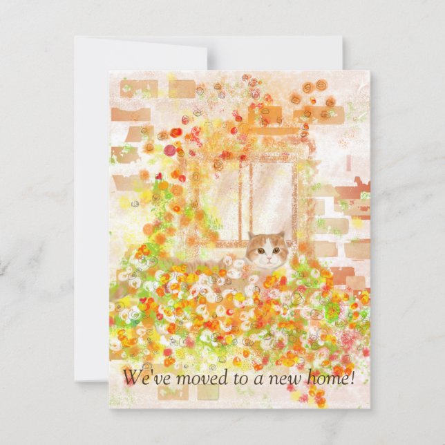 De Correspondance Chat dans une boîte à fleurs Nouvelle carte Faire- (Devant)