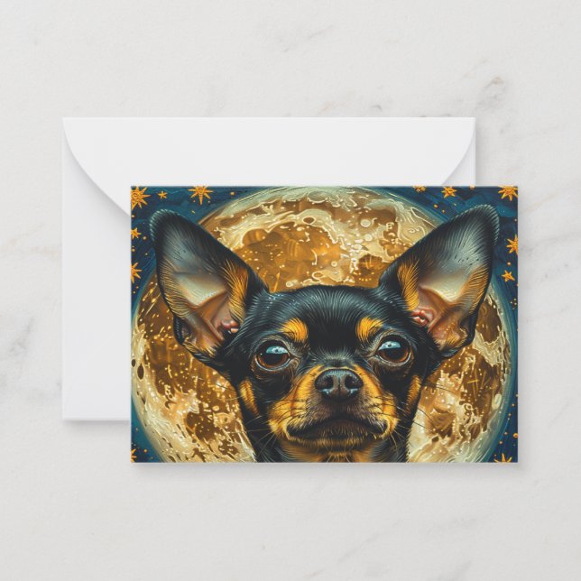 De Correspondance Chien chihuahua noir Carte pour notes (Devant)