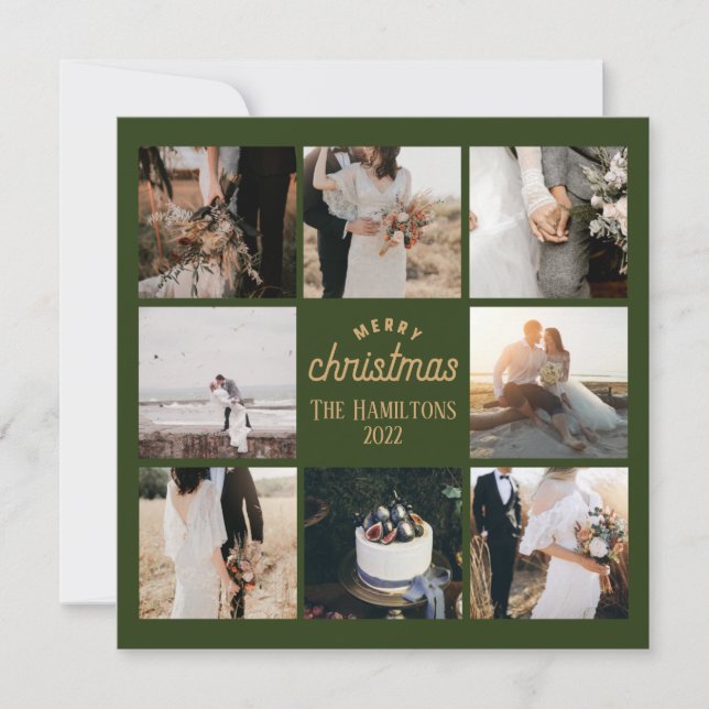 De Correspondance Christmas 8 Photo Collage Emerald Carte verte (Devant)